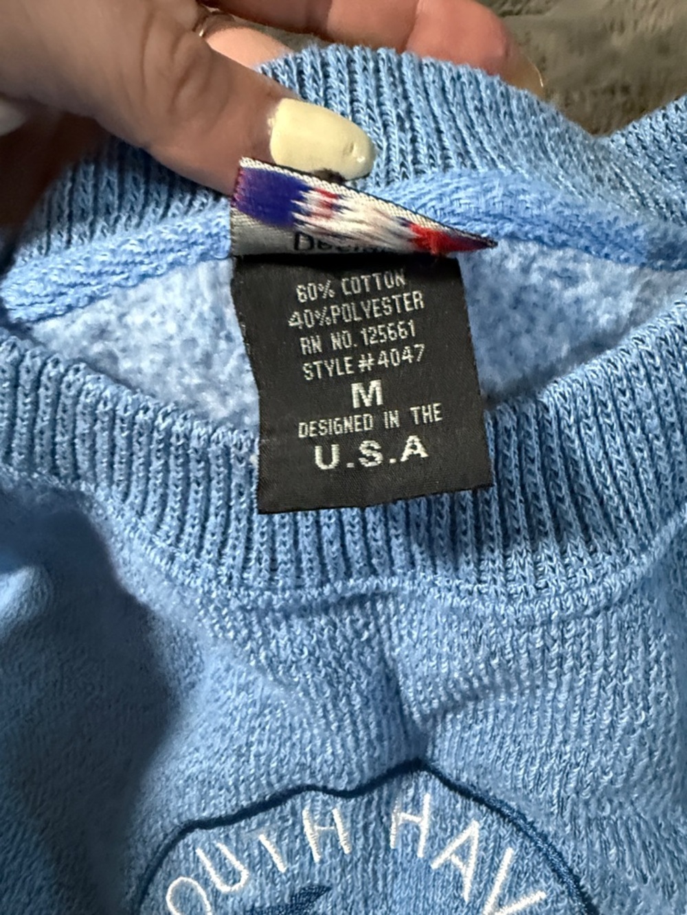 South Haven Michigan Blue Terry Crewneck Sweatshirt - Picture 3 of 9